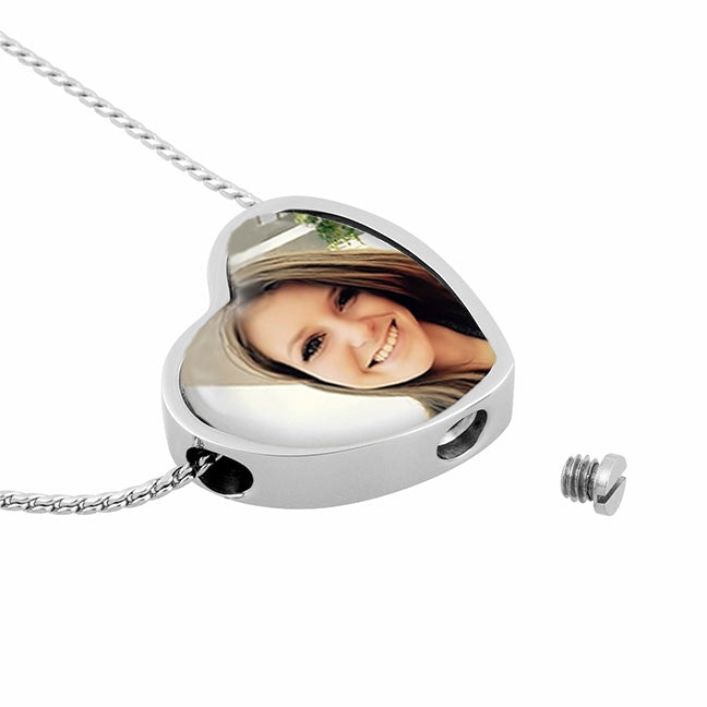 Color Photo Slider Heart Urn Pendant - Love Charms Option