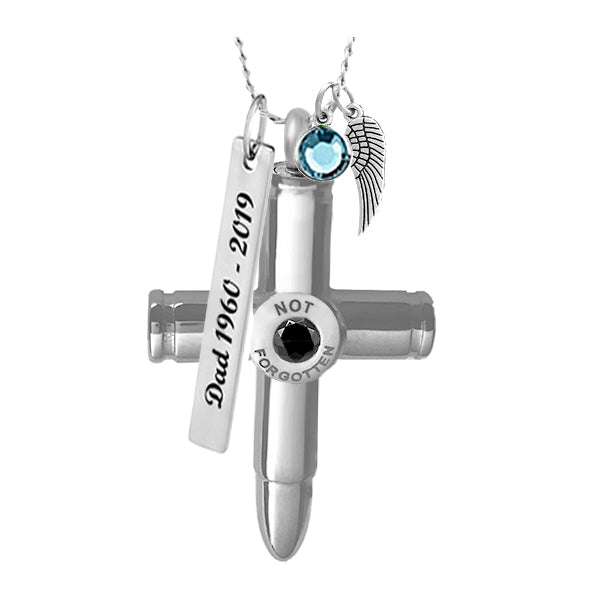 Not Forgotten Crossed Bullets Ash Urn - Love Charms® Engraving Option