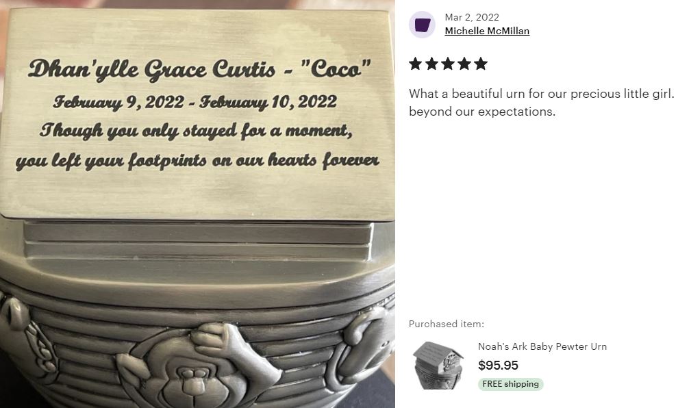 Noah's Ark Baby Pewter Urn