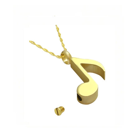Music Note Quaver Gold Pendant Ash Urn - Love Charms Option