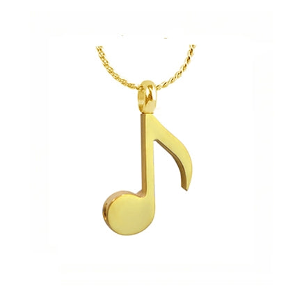 Music Note Quaver Gold Pendant Ash Urn - Love Charms Option