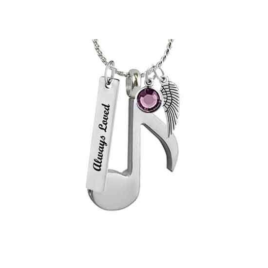 Music Note Quaver Pendant Ash Urn - Love Charms Option
