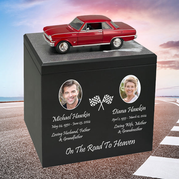 Race Track Companion Cremation Urn & 1964 Chevy Nova SS Décor - With Photos
