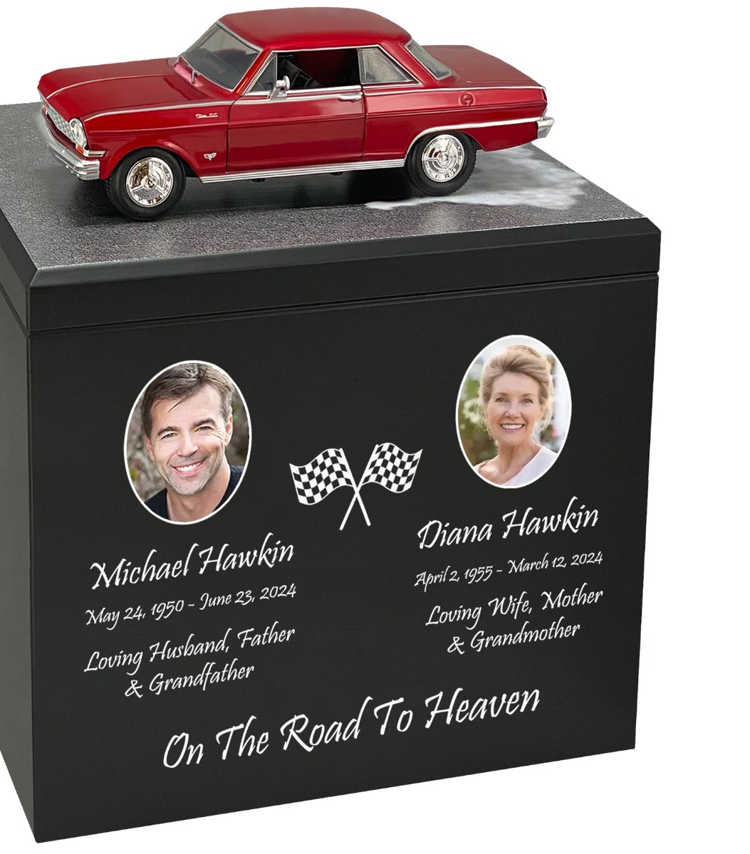 Race Track Companion Cremation Urn & 1964 Chevy Nova SS Décor - With Photos
