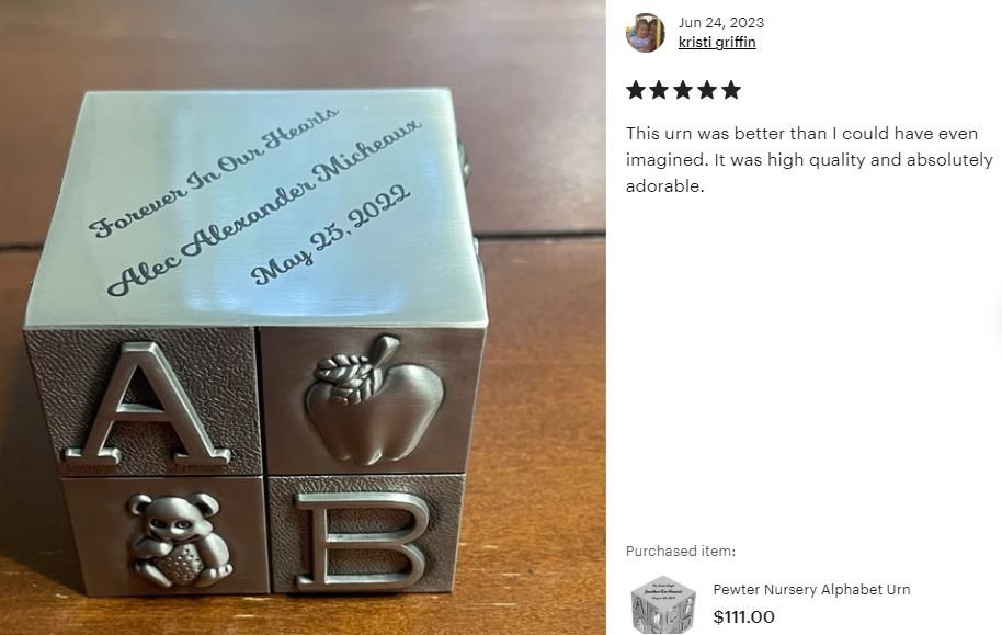 Nursery Block Pewter Urn
