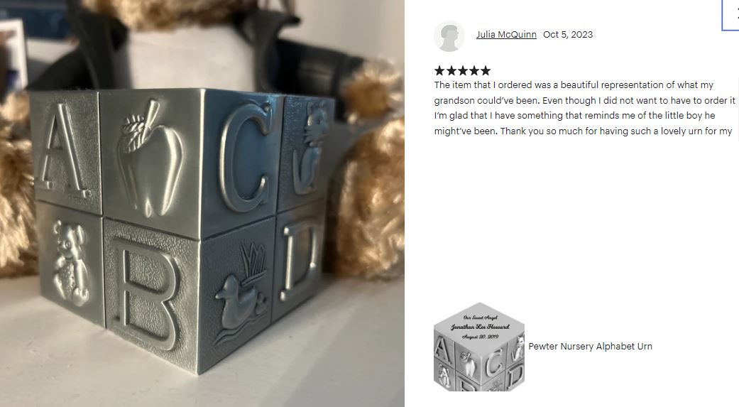 Nursery Block Pewter Urn