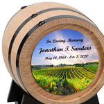 Sunny Vineyard Adult or Keepsake Oak Barrel Urn