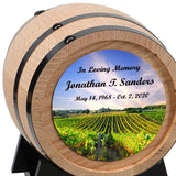 Sunny Vineyard Adult or Keepsake Oak Barrel Urn