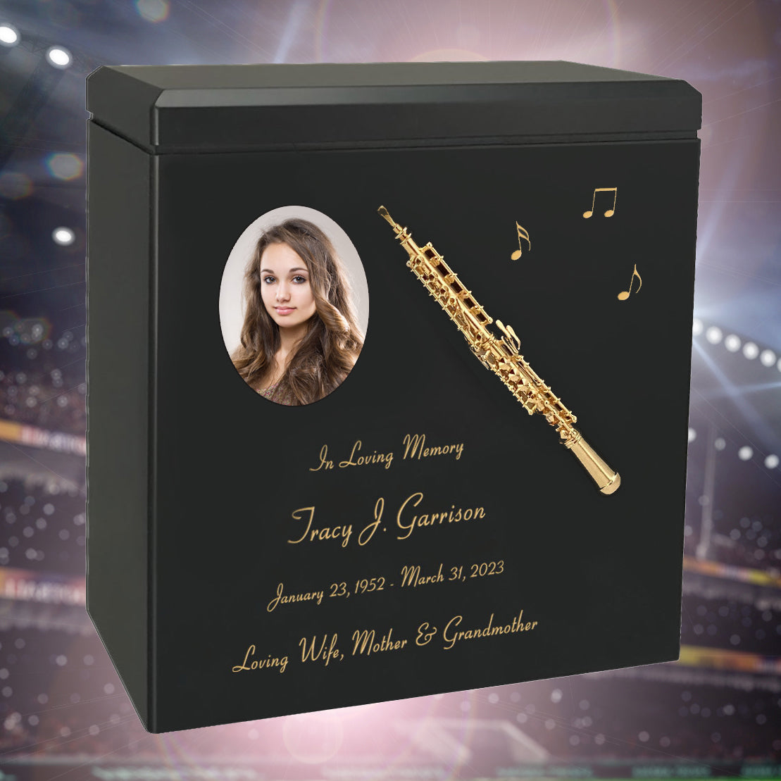 Oboe Wood Adult Cremation Urn - Miniature Oboe - Photo Option