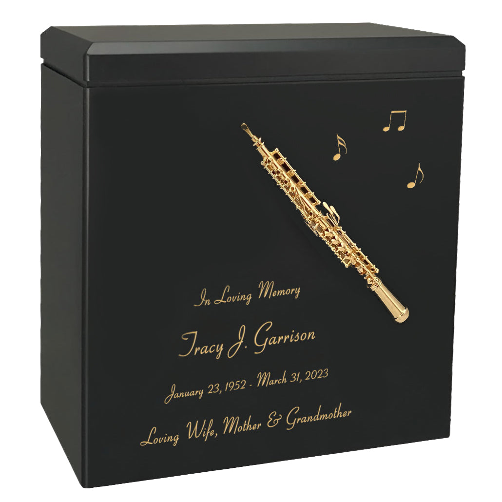 Oboe Wood Adult Cremation Urn - Miniature Oboe - Photo Option