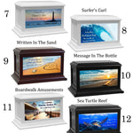 Ocean, Beach, Seashells & Turtles Adult or Medium Wood Keep The Memory® Cremation Urn 