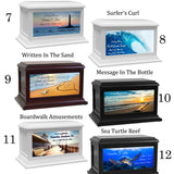 Ocean, Beach, Seashells & Turtles Adult or Medium Wood Keep The Memory® Cremation Urn 