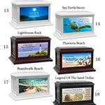 Ocean, Beach, Seashells & Turtles Adult or Medium Wood Keep The Memory® Cremation Urn 