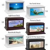 Ocean, Beach, Seashells & Turtles Adult or Medium Wood Keep The Memory® Cremation Urn 