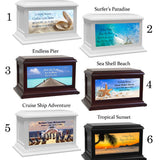 Ocean, Beach, Seashells & Turtles Adult or Medium Wood Keep The Memory® Cremation Urn 