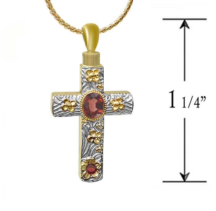 Christian Floral 10KT or 14KT Gold Cross Cremation Jewelry Urn - ORDER NOW