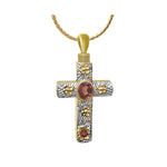 Floral 10KT or 14KT Gold Cross Cremation Jewelry Urn - SHIPS NOW