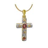 Floral 10KT or 14KT Gold Cross Cremation Jewelry Urn - SHIPS NOW