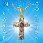 Christian Floral 10KT or 14KT Gold Cross Cremation Jewelry Urn - ORDER NOW