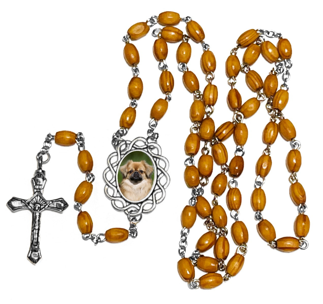 Olivewood Photo Rosary Necklace Urn