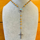 Olivewood Photo Rosary Necklace Urn