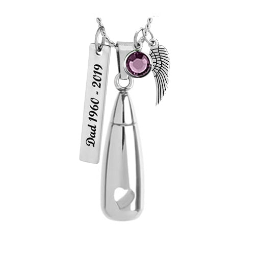 Open Heart Teardrop Keepsake Urn - Love Charms Option