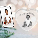2D Crystal Photo Heart Ornament - Engraving Option