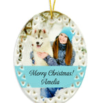 Photo Porcelain Oval Christmas Ornament