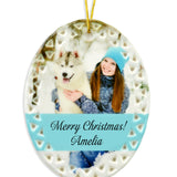 Photo Porcelain Oval Christmas Ornament