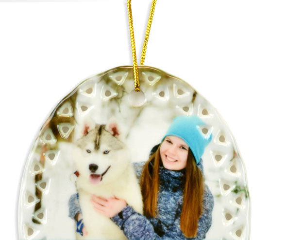 Photo Porcelain Oval Christmas Ornament
