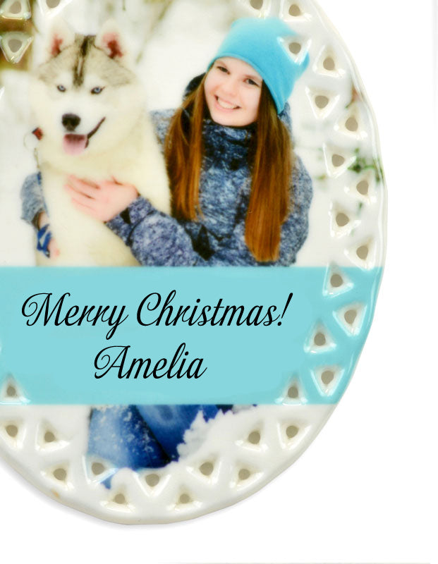 Photo Porcelain Oval Christmas Ornament
