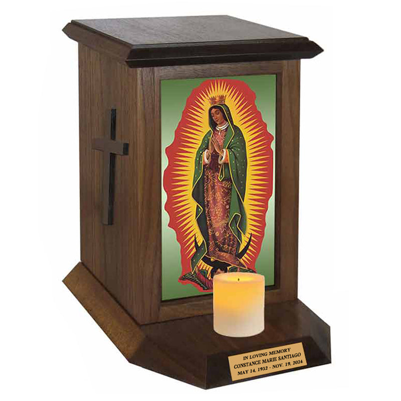 Our Lady Of Guadalupe Adult Cremation Urn - Candle Included