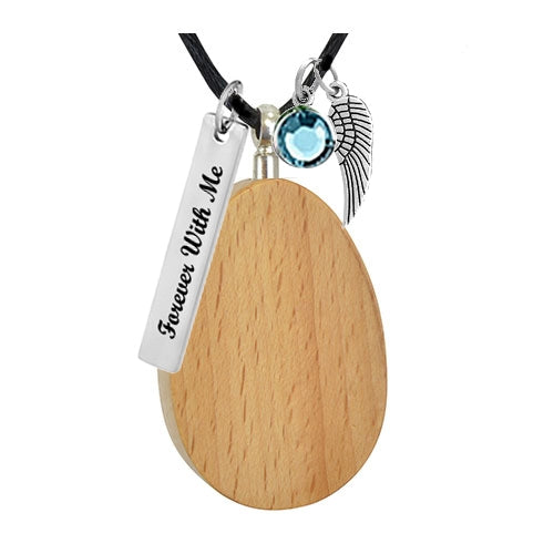 Oval Cherry Cremation Necklace Urn - Love Charms Option