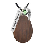 Oval Walnut Cremation Necklace Urn - Love Charms Option