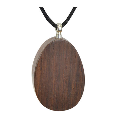 Oval Walnut Cremation Necklace Urn