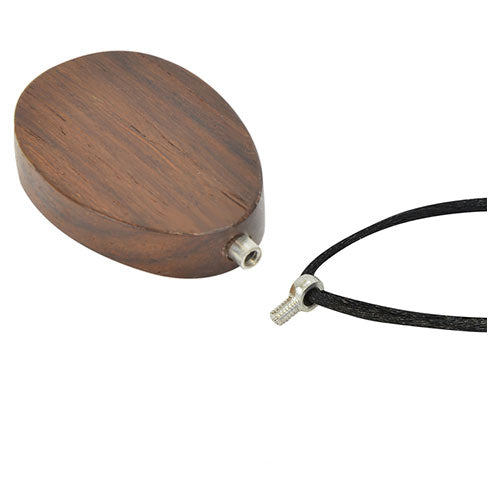 Oval Walnut Cremation Necklace Urn