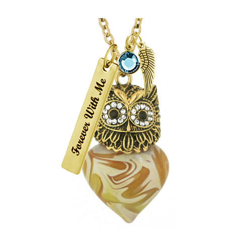 Forest Owl Heart Cremation Jewelry - Love Charms® Option