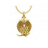Owl of Love Gold Cremation Jewelry Urn  - Love Charms™ Option