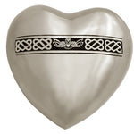 Flying Owl Pewter Heart Keepsake Urn - Stand Option