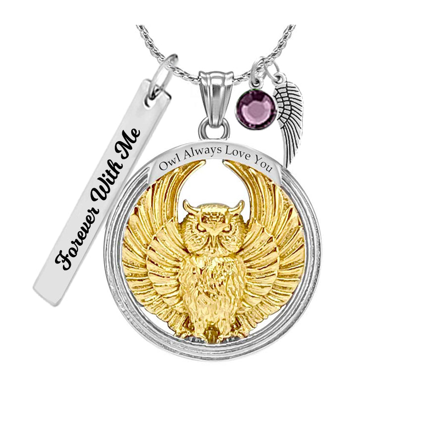 Owl Always Love You Gold Ash Pendant Urn - Love Charms® Option