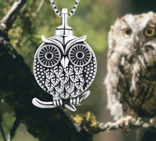 Owl of Love Cremation Jewelry Urn - Love Charms™ Option