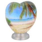 Palm Tree Beach Keepsake Heart Urn Small Beach Engravable Mini Urn