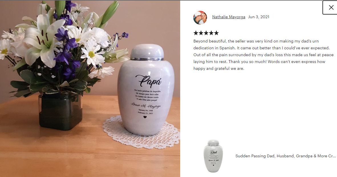 Sudden Passing Dad, Husband, Grandpa & More Cremation Urn - Pro Laser Engraving