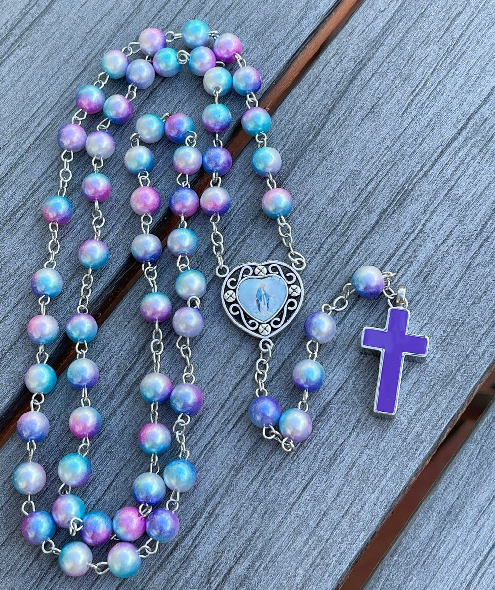 Pastel Purple Rosary Necklace Urn