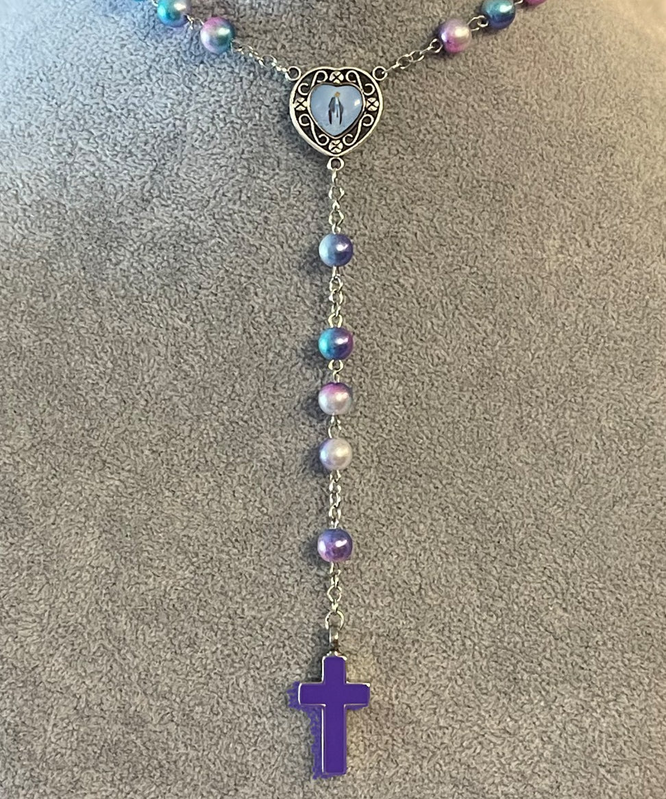 Pastel Purple Rosary Necklace Urn