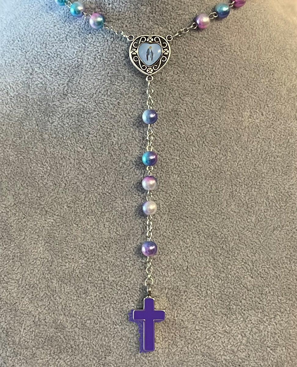 Pastel Purple Rosary Necklace Urn