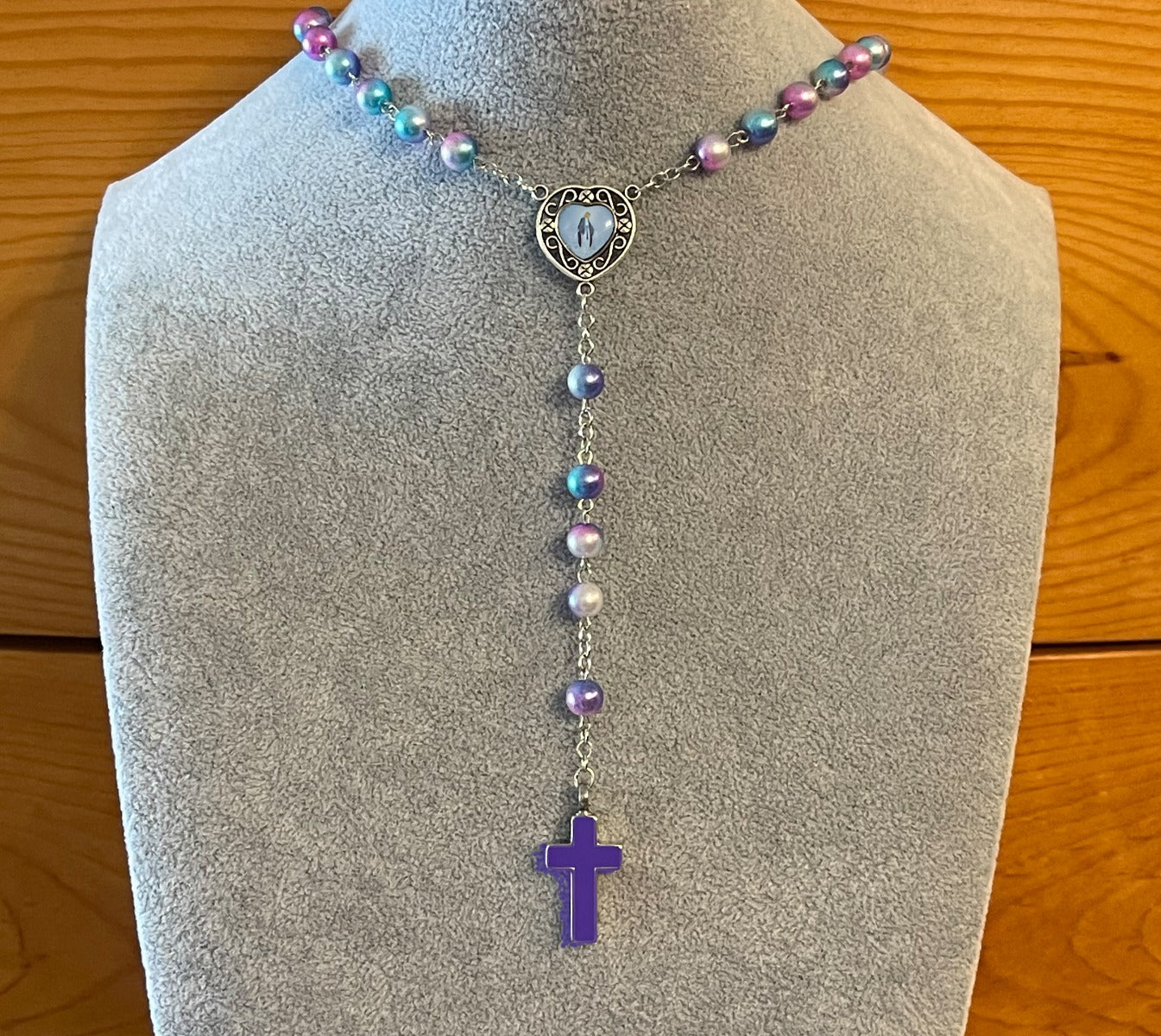 Pastel Purple Rosary Necklace Urn