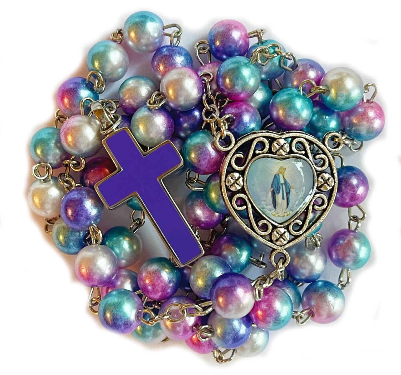 Pastel Purple Rosary Necklace Urn
