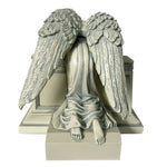 Weeping Angel Photo Patina Adult Cremation Urn - Custom Wings & Silver Engraving - Beautiful Mourning Angel