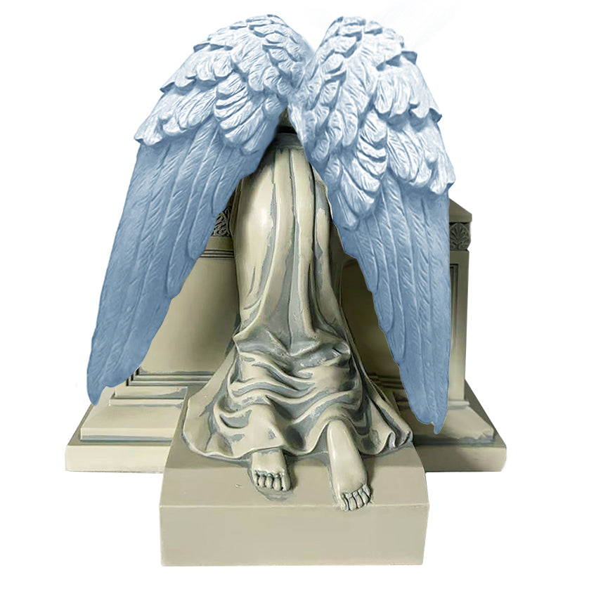 Weeping Angel Photo Patina Child Cremation Urn - Custom Wings & Silver Engraving - Beautiful Mourning Angel